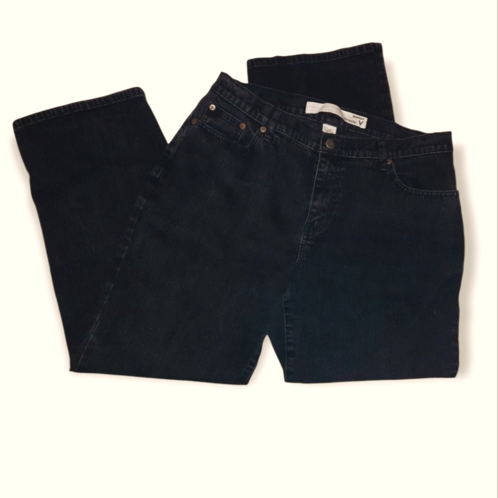 VENEZIA BLACK STRETCH BOOT CUT MOM JEANS | SIZE 16 PETITE